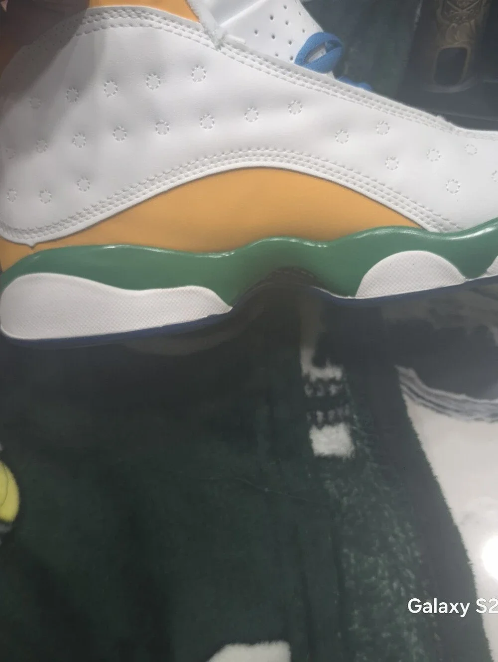 Jordan Men's White Sneakers with Orange, Yellow & Blue Accents